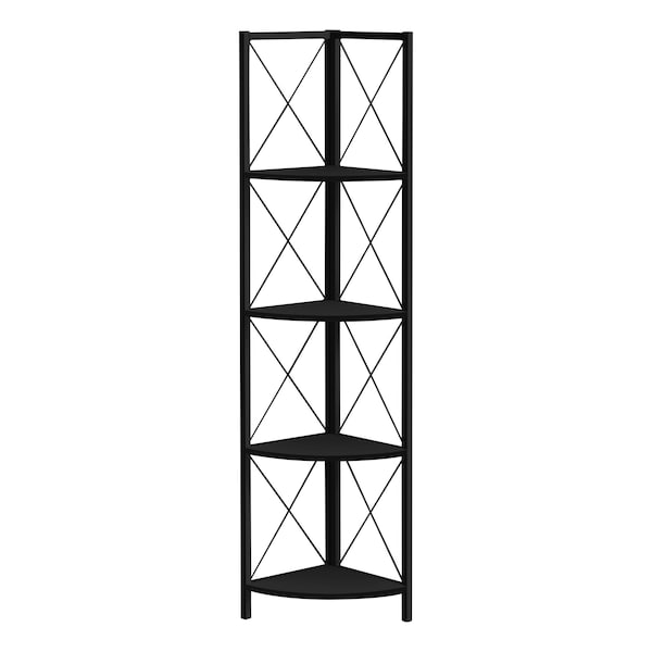 Monarch Specialties Bookshelf, Bookcase, Etagere, Corner, 4 Tier, 60"H, Office, Bedroom, Metal, Laminate, Black I 3649 - main